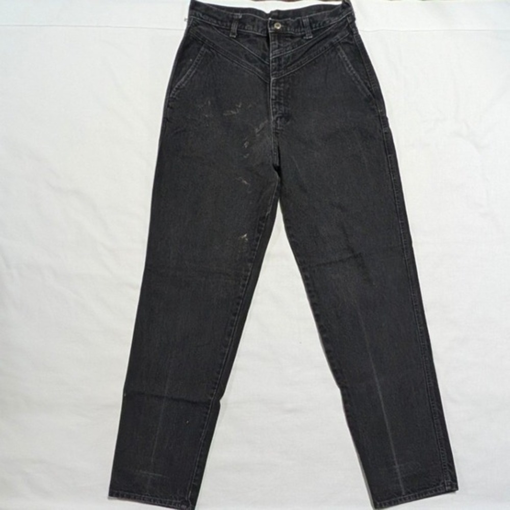 Vintage Wrangler Black High Waist Western V-Yoke Tapered Jeans Made in USA 15x36 - Picture 2 of 16